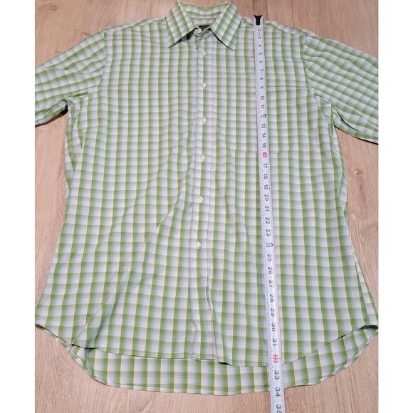 Paul & Shark Yachting Plaid Gingham Check Button Up Shirt Mens Size Large Green - Picture 7 of 7